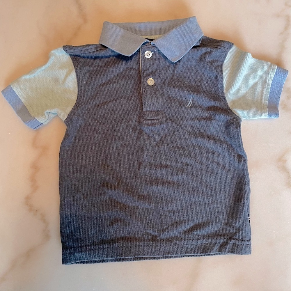 4/$15 🌸 Nautica Navy and Light Blue Kids Polo